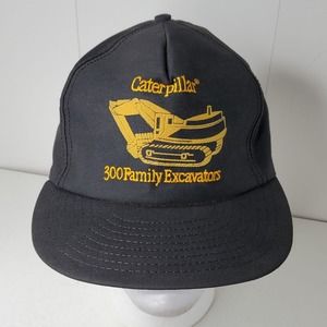 VTG CAT Caterpillar 300 Family Excavators Snapback Cap Baseball Hat Construction